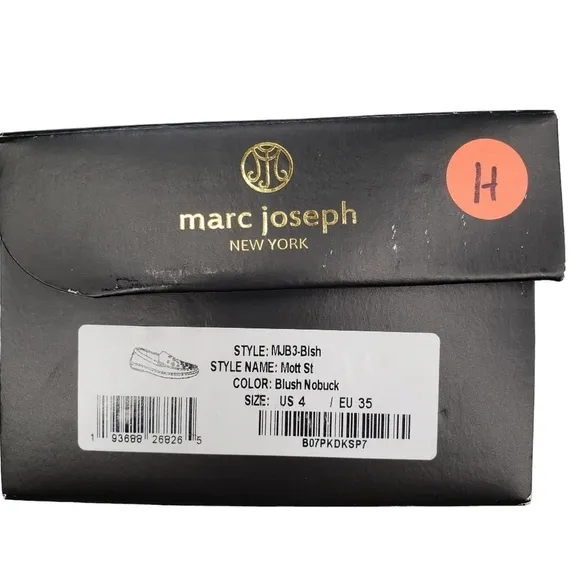 Marc Joseph | NIB Mott St Blush Nobuck Silver Grommet Leather Loafers Girl's 4