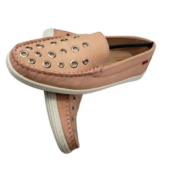 Marc Joseph | NIB Mott St Blush Nobuck Silver Grommet Leather Loafers Girl's 4