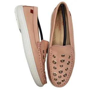 Marc Joseph | NIB Mott St Blush Nobuck Silver Grommet Leather Loafers Girl's 4