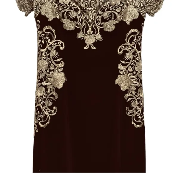 Marchesa Notte Gilded Illusion Embroidered Dress Sz 0