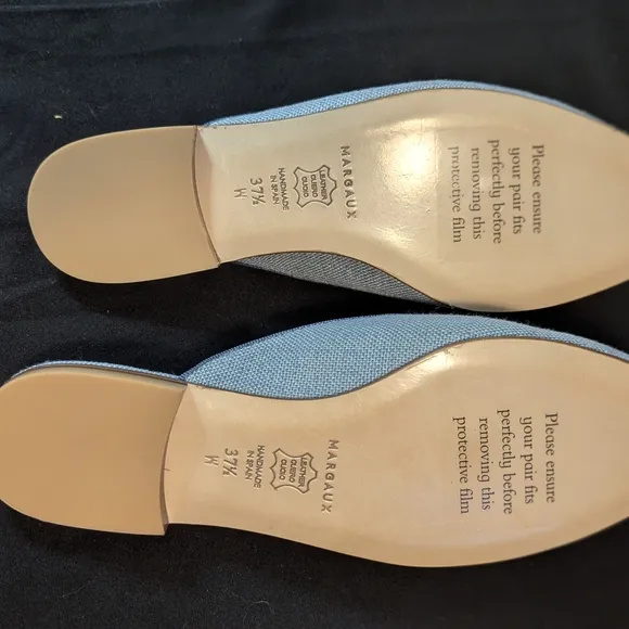 Margaux Light Blue Slip-On Loafers HANDMADE in Spain Size 37 1/2 Or 7 New