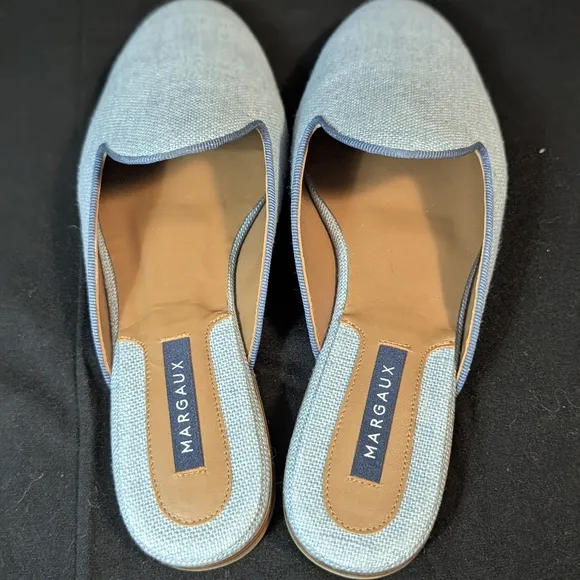 Margaux Light Blue Slip-On Loafers HANDMADE in Spain Size 37 1/2 Or 7 New