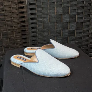 Margaux Light Blue Slip-On Loafers HANDMADE in Spain Size 37 1/2 Or 7 New