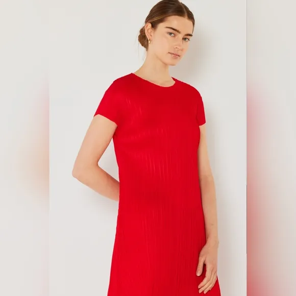 Marina West Swim Pleated Cap Sleeve A-Line Dress