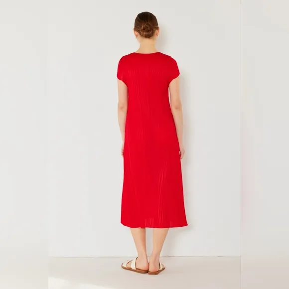 Marina West Swim Pleated Cap Sleeve A-Line Dress