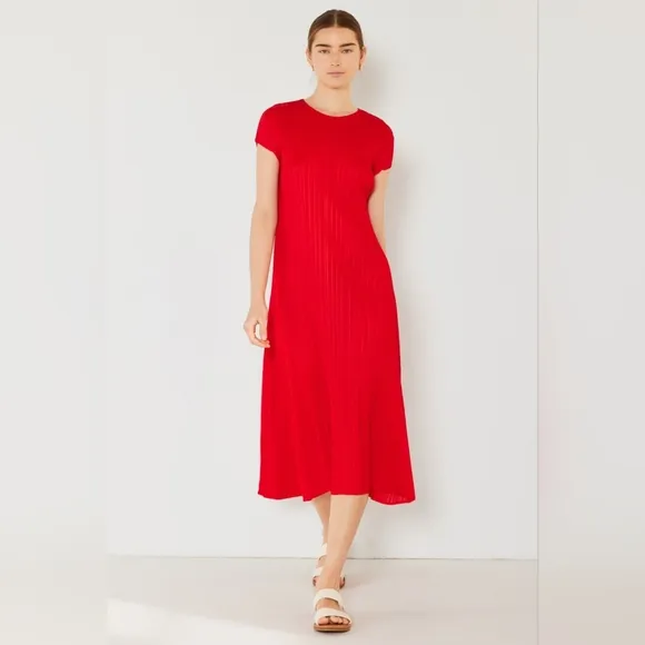 Marina West Swim Pleated Cap Sleeve A-Line Dress