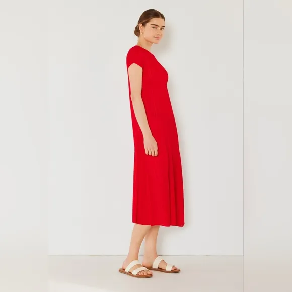 Marina West Swim Pleated Cap Sleeve A-Line Dress
