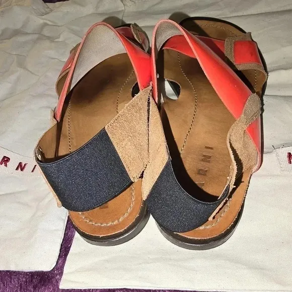 Marni Flat Sandals Fuoco Slingback Womens Shoe Size US 10.5 EU 40.5