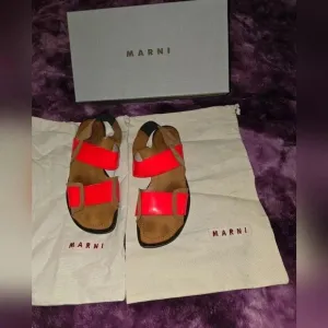 Marni Flat Sandals Fuoco Slingback Womens Shoe Size US 10.5 EU 40.5