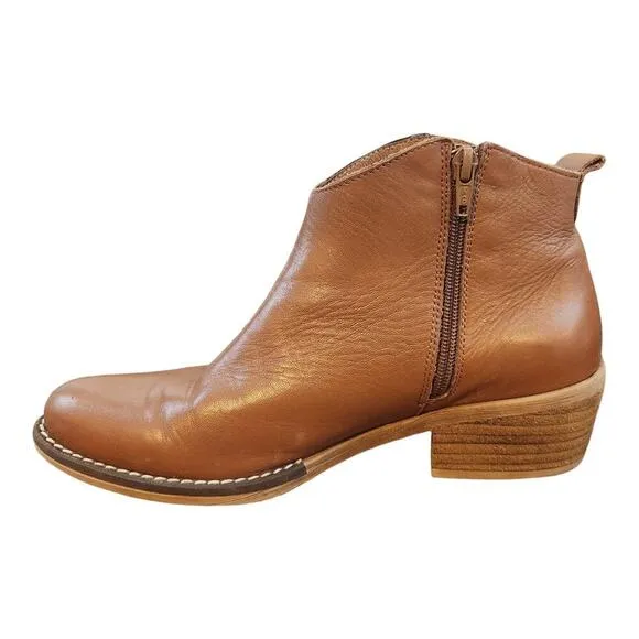 Marroqui Sanchez Leather boots made in spain ankle booties Brown sz 38, 7.5