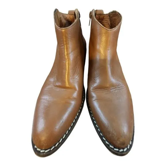 Marroqui Sanchez Leather boots made in spain ankle booties Brown sz 38, 7.5