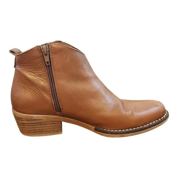 Marroqui Sanchez Leather boots made in spain ankle booties Brown sz 38, 7.5