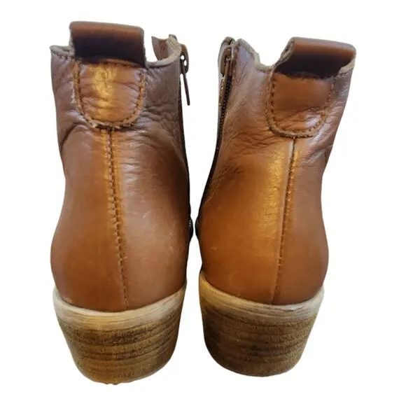 Marroqui Sanchez Leather boots made in spain ankle booties Brown sz 38, 7.5