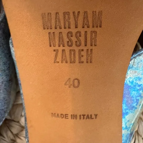 Maryam Nassir Zadeh iridescent silver leather sandal mules 10