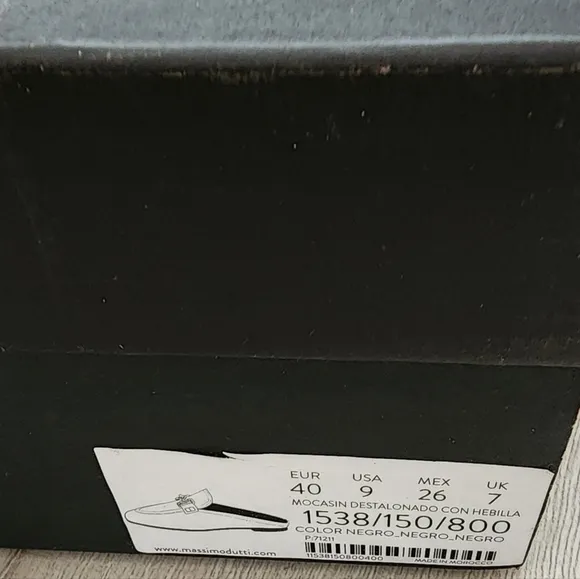 MASSIMO DUTTI Black Leather Mule Loafers Shoes Size 9 NWT