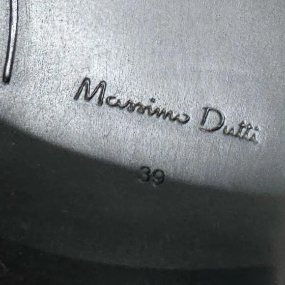 Massimo Dutti Heeled Black Leather Riding Boots