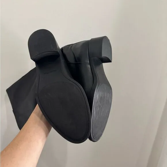 Massimo Dutti Heeled Black Leather Riding Boots