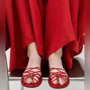 Massimo Dutti Red Strappy Slingback Sandals