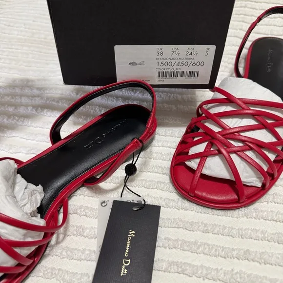 Massimo Dutti Red Strappy Slingback Sandals