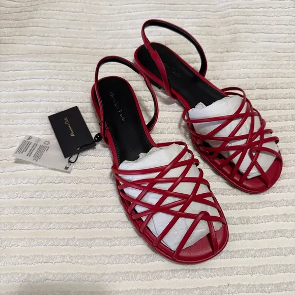 Massimo Dutti Red Strappy Slingback Sandals