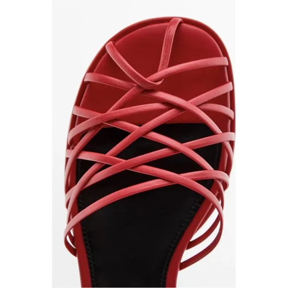 Massimo Dutti Red Strappy Slingback Sandals