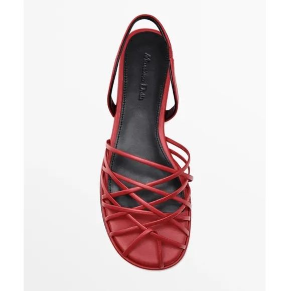 Massimo Dutti Red Strappy Slingback Sandals