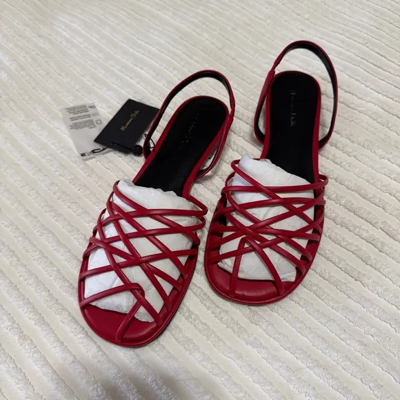 Massimo Dutti Red Strappy Slingback Sandals