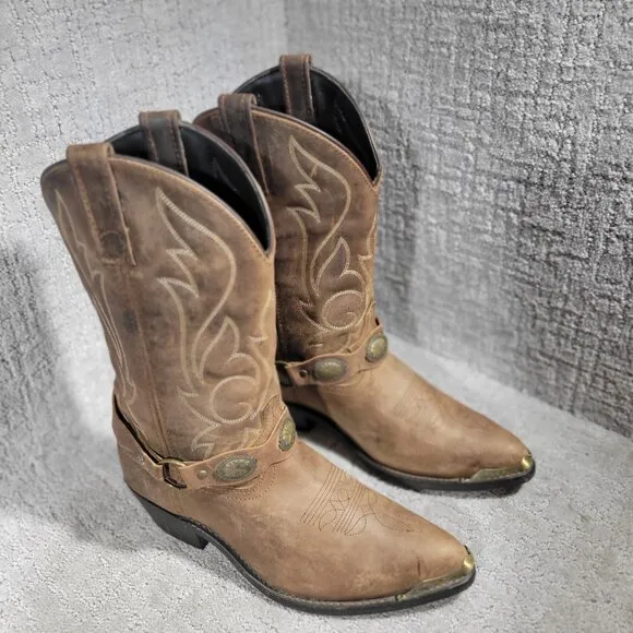 Masterson RB918 Men's Size 9 EW Brown Distressed Leather Harness Western Boots