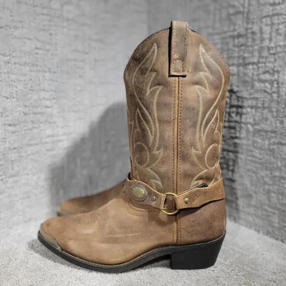 Masterson RB918 Men's Size 9 EW Brown Distressed Leather Harness Western Boots