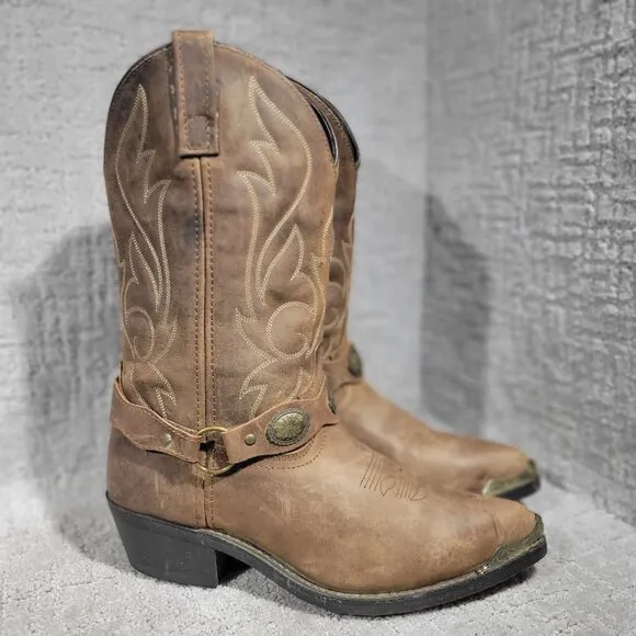 Masterson RB918 Men's Size 9 EW Brown Distressed Leather Harness Western Boots
