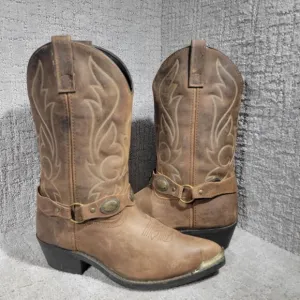 Masterson RB918 Men's Size 9 EW Brown Distressed Leather Harness Western Boots