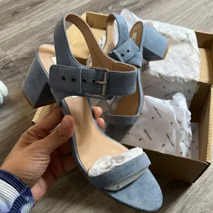 Matt &amp; Nat Wam Denim Strap Sandals Vegan Heeled Sandals in Sky Blue 40/10