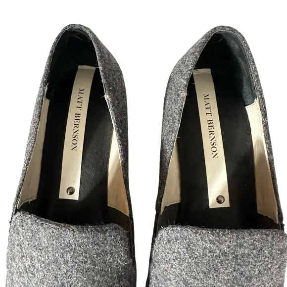 MATT BERNSON ELLINGTON GREY WOOL LOAFERS SIZE 8.5