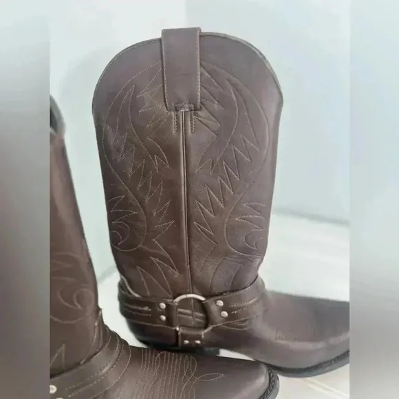 MCALLEN Biker Cowboy Western Leather Boots SHOES Sz 5.5