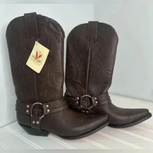 MCALLEN Biker Cowboy Western Leather Boots SHOES Sz 5.5