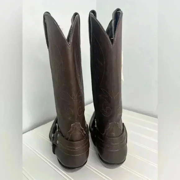 MCALLEN Biker Cowboy Western Leather Boots SHOES Sz 5.5