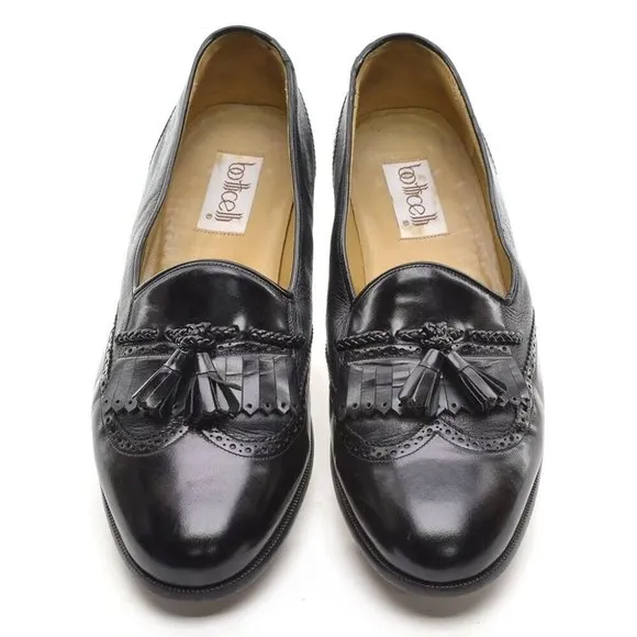 Men Botticelli Black Wingtip Kiltie Tassel Loafers 10.5