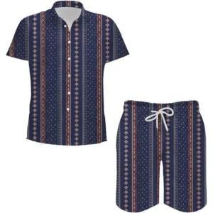 Mens 2 Pieces Outfit Vintage Shirts and Shorts Set Tracksuit, Style E