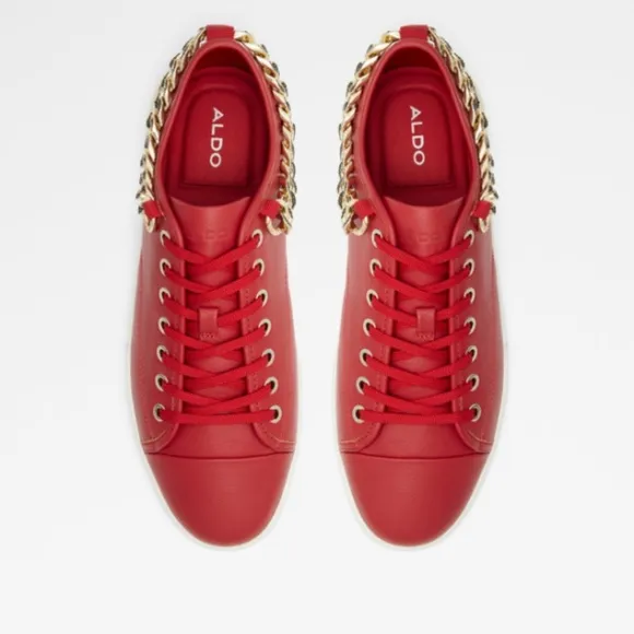 MEN’S ALDO RED LEATHER CASUAL SNEAKERS CHAIN DETAIL SZ 11