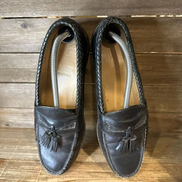 Mens Allen Edmonds Maxfield Black Leather Woven Casual Penny Loafers Size 11‎ D