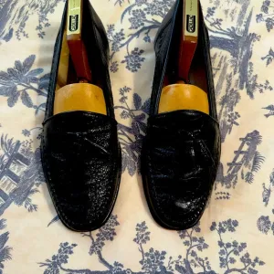 Men’s Belvedere Florence,Genuine Italian Handmade, Blk Leather &amp; Ostrich Loafers