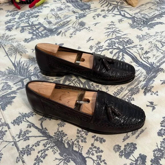 Men’s Belvedere Florence;Genuine Italian Handmade,Leather Ostrich Tassel Loafers