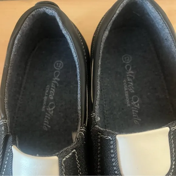 Men's Black Slip-On Denim and Leather