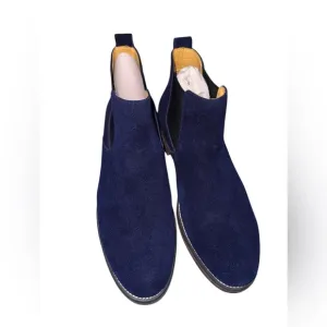 Men's Blue Suede Classic Ankle Boots