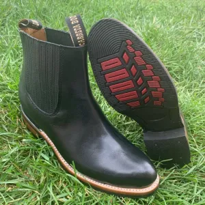 MEN’S BOTIN COWBOY SLIP ON ANKLE-ROUND BOOTS BLACK