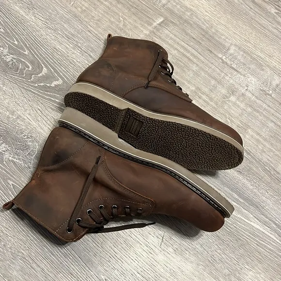 Men's Brown Leather Boots - Size 12