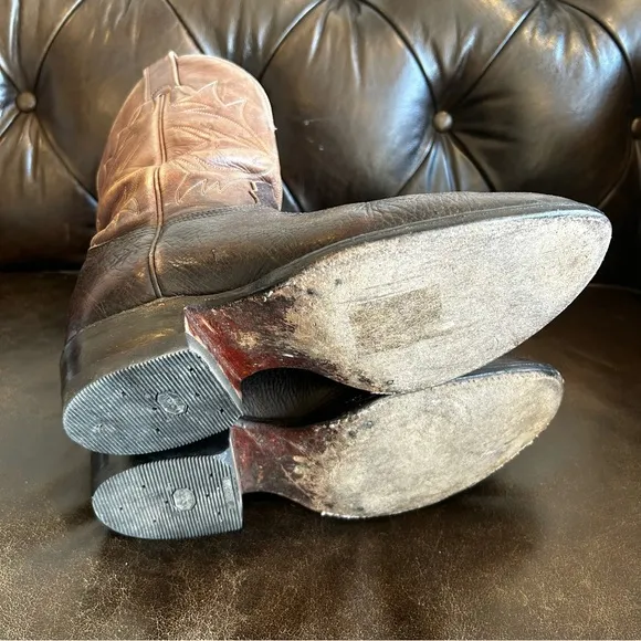 Men's Brown Leather Cowboy Boots size 9 EE (Extra Large)