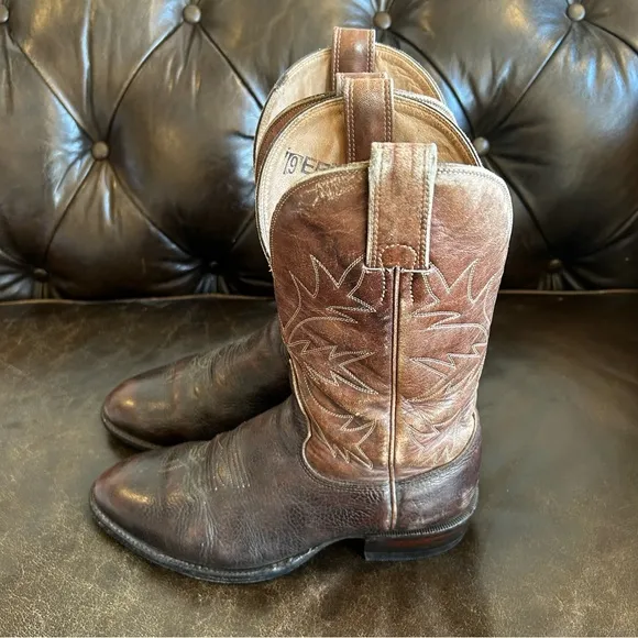 Men's Brown Leather Cowboy Boots size 9 EE (Extra Large)