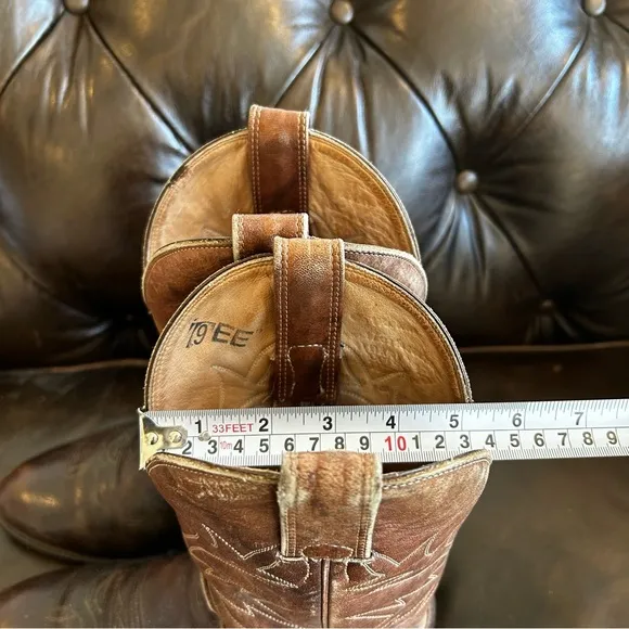 Men's Brown Leather Cowboy Boots size 9 EE (Extra Large)