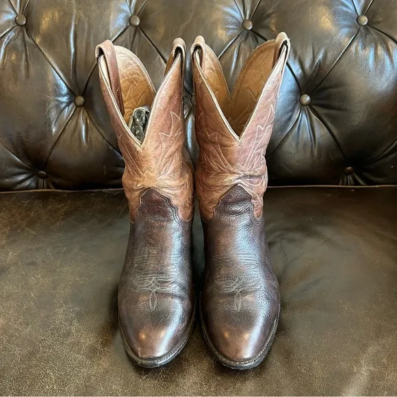 Men's Brown Leather Cowboy Boots size 9 EE (Extra Large)
